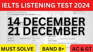 IELTS LISTENING TEST 14 DECEMBER & 21 DECEMBER 2024 WITH ANSWERS | IELTS | IDP & BC