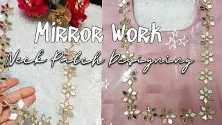 ✨सिर्फ Mirror और Dori से बनाए Neck Patch आसान तरीके से  | Neck🥀Patch Making #embroidery