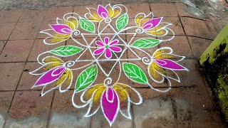 Margazhi color kolangal/Newyear 2024 star rangoli/Dhanurmasam muggulu/Beautiful rangoli/Latha kolam