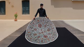 7ft Turquoise Round Rug - Sultani