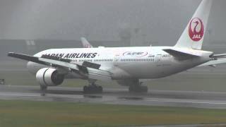 [雨の伊丹空港]JAL SKY NEXT B777-200 飛行機 着陸 伊丹空港 2014年7月3日