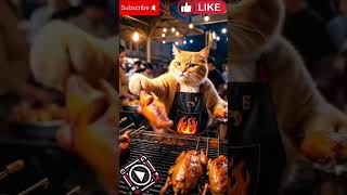 Kucing jualan ayam bakar #shorts #shortvideo #cat #funny #kucing