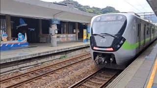 8116次七堵發車經由宜蘭線開往頭城的銀綠色微笑號EMU900型十輛一編組EMU924試運轉列車