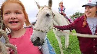 FARM ANIMALS at SCHOOL? Adley Rides Spirit the Horse on FIELD TRIP with class! (family invited)