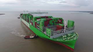 THE LARGEST CONTAINER SHIP IN THE WORLD. THE EVER ACE ARRIVES IN FELIXSTOWE dji drone phantom