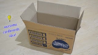 Best way to reuse recycle cardboard box| cardboard box organizer idea