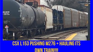 *MUST SEE* CSX L153-03 pushes a Stalled M276-31 @ Gaithersburg