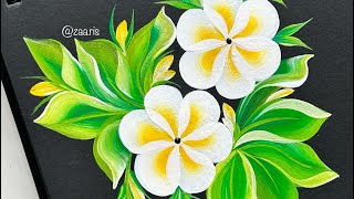 🌼🫶🌿Super CALMING painting of FRANGIPANI / PLUMERIA Flowers with acrylic paints 🫶🌿🎨🌼🌻