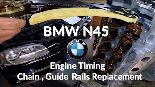 BMW N45 engine timing chain and guide rails replacement.Timing on N45B16 engine BMW 1 serries E87.