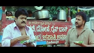 Ravichandran Teaching Jaggesh How to Eat Chitranna | Super Scene | Nee Tata Naa Birla Kannada Movie