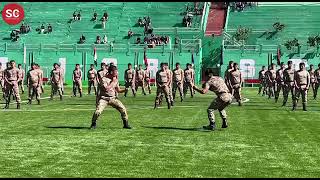 Jawans of 3rd IRB performs Unarmed Combat during the 126th Raising Day of Sikkim Police at Paljor St