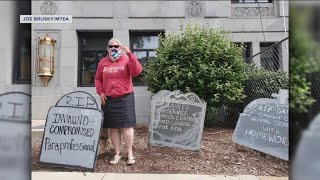 MPS art teacher makes tombstones to protest in-person classes