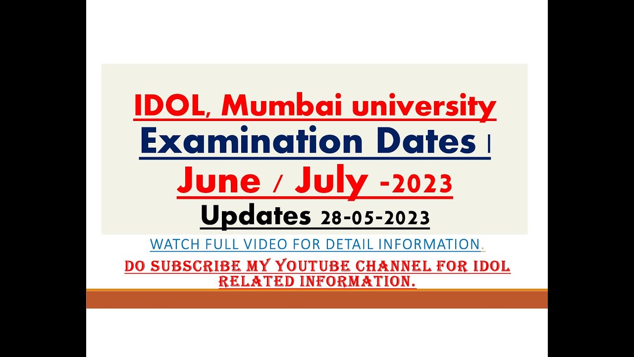 IDOL | Examination Commecement Dates | Revised Dates For Mcom Bcom MMS ...