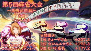 【第5回 麻雀大会(三麻半荘戦)】雀魂 -じゃんたま-【麻雀配信】