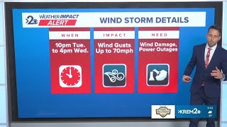 Weather Impact Alert: Windstorm hits Spokane tonight and Wednesday