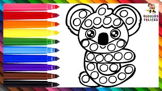 Dibuja y Colorea Un Koala POP IT 🐨🔴🟠🟡🟢🔵🟣🌈 Dibujos Para Niños