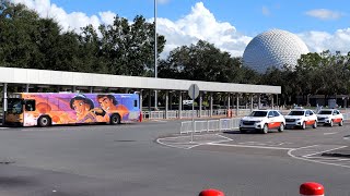 EPCOT Bus Stops \u0026 Transportation Area 2024 Walkthrough in 4K | Walt Disney World October 2024