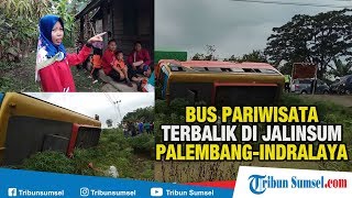 Ngeri!!!, Bus Pariwisata Terbalik di Jalinsum Palembang-Indralaya