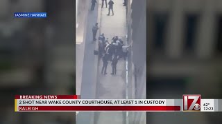 One in custody after two shot near Wake County Courthouse