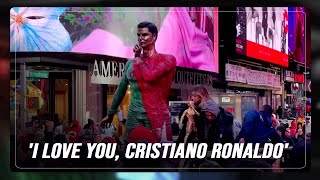 WATCH: Cristiano Ronaldo statue unveiled in Times Square | ABS-CBN News