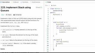 Leetcode problem 225 | Implement stacks using single queue