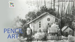 Simple and Easy Scenery Art with Rough Pencil Strokes || Pencil Art