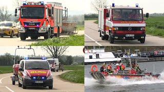 [Schiff kollidiert mit Felsen] Großübung von Feuerwehr, DRK \u0026 DLRG auf dem Rhein bei Lampertheim