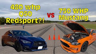 My 750 WHP 5.0 Mustang Got GAPPED by a Q50 Redsport….