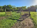 THE FARMHOUSE. The Back Field Gets Planted. Garden planting. Greenhouse posts. Cow pasture gate.