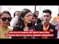 delhi cm swearing in aap s swati maliwal attends delhi cm oath taking ceremony