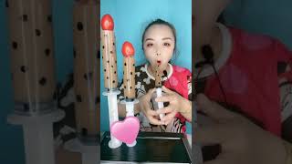 ASMR Drinking Sound Colored Beverages Drinking , Beautiful girl eating and drinking #Short65