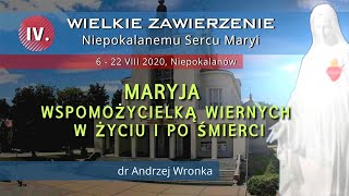 20.08 g.19:00 Konferencja: dr Andrzej Wronka, Maryja Wspomożycielką Wiernych w życiu i po śmierci |