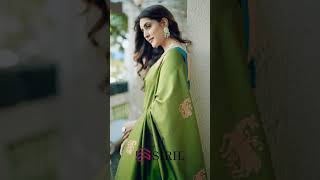 Siril Woven, Embellished, Self Design Banarasi Silk Blend, Jacquard Saree  (Green, Multicolor)