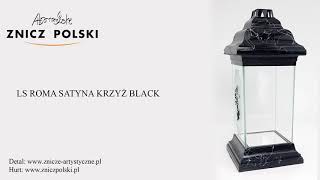 Czarny elegancki znicz LS ROMA SATYNA KRZYŻ BLACK