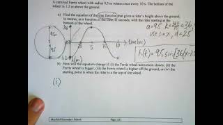 MCR3U - Word Problems for Sine and Cosine Functions