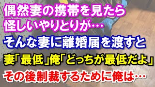 偶然妻の携帯を見たら怪しいやりとりが…そんな妻に離婚届を渡すと妻「最低」俺「どっちが最低だよ」その後制裁するために俺は…