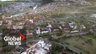 South Africa tornado: Drone video shows damage after twister rips through Durban town