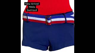 1960s Blue \u0026 Red Boy Short Swimsuit #vintageswimsuit #vintageswimwear #boyshorts #sellingvintage