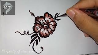 Tutorial Henna tangan || Henna flower Simple || belajar gambar Henna || Mehndi Design