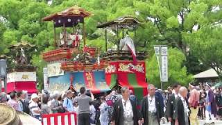 徳川園山車揃え　湯取車のからくり披露が終了し神皇車が前へ　2018年6月3日