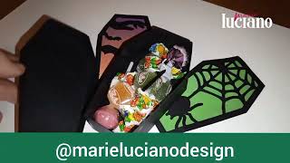 HALLOWEEN COFFIN TREAT BOX ASSEMBLY TUTORIAL - BOX TEMPLATE, SVG, DXF, PDF, EPS Marie Luciano Design