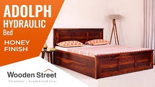 Hydraulic Storage Beds: Buy Adolph Hydraulic Bed (King Size, Honey Finish) Online at Wooden Street