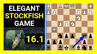 Elegant Stockfish 16.1 Chess Game, Sicilian Defense, Najdorf Variation, Poisoned Pawn