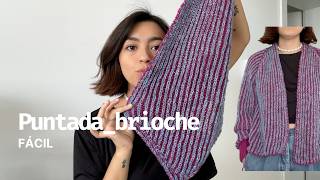 Tutorial Puntada BRIOCHE a 2 Agujas✨Cardigan tejido / Fácil para Principiantes 🧶 BICOLOR reversible