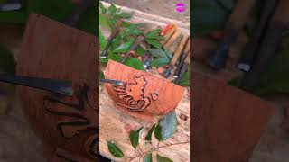 मैगी खाने के लिए कटोरा बनाया 🍜 ~ mini wood toy - woodworking art skill /wood / hand crafts / #shorts