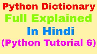 Python Dictionary: Update, Cmp, Len, Sort, Copy, Items, Dictionary Str In Hindi (Python Tutorial 6)