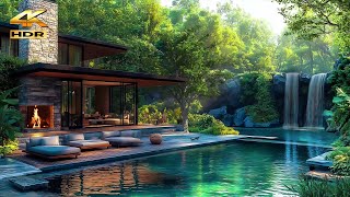 Tranquil Lakeside Retreat 4K | Soothing Waterfall \u0026 Nature Sounds 🌿Clear Your Mind \u0026 Relieve Stress