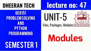 GE8151|PROBLEM SOLVING AND PYTHON PROGRAMMING |PSPP|Manojkumar Lectures|module|os sys module