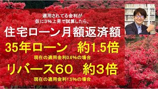 変動型住宅ローンはインフレで返済額が高騰します。特に長期ローン・リバース６０は危険！　短期金利の動向によっては物価以上に暴騰します。30年近く動かなかった変動型住宅ローンの返済額が上昇し始めそうです。