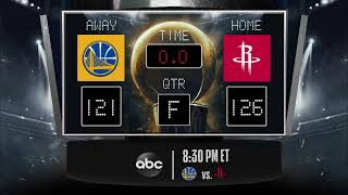 Warriors @ Rockets LIVE Scoreboard - Join the conversation & catch all the action on #NBAonABC!